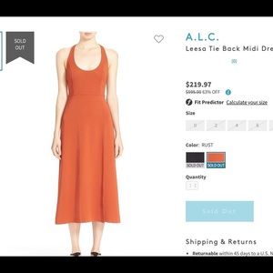 A.L.C. Leesa Tie Back Midi Dress size 2